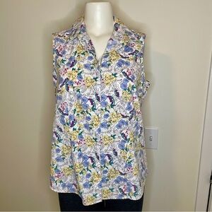 Orvis floral sleeveless cotton blouse